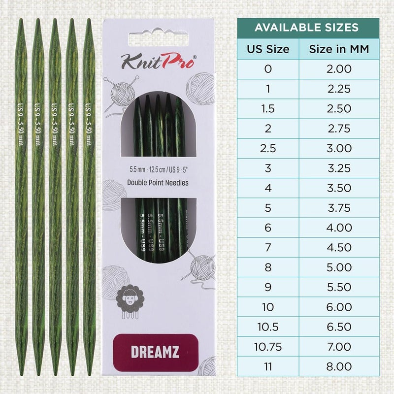 KnitPro Dreamz Double Pointed Needles 5" (12.5cm) | US Size 9 (5.5mm) - Image 3